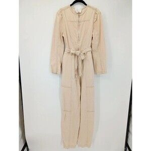 Nichole Lynel Belted Cargo Zip Jumpsuit in Warm Beige / Size Large